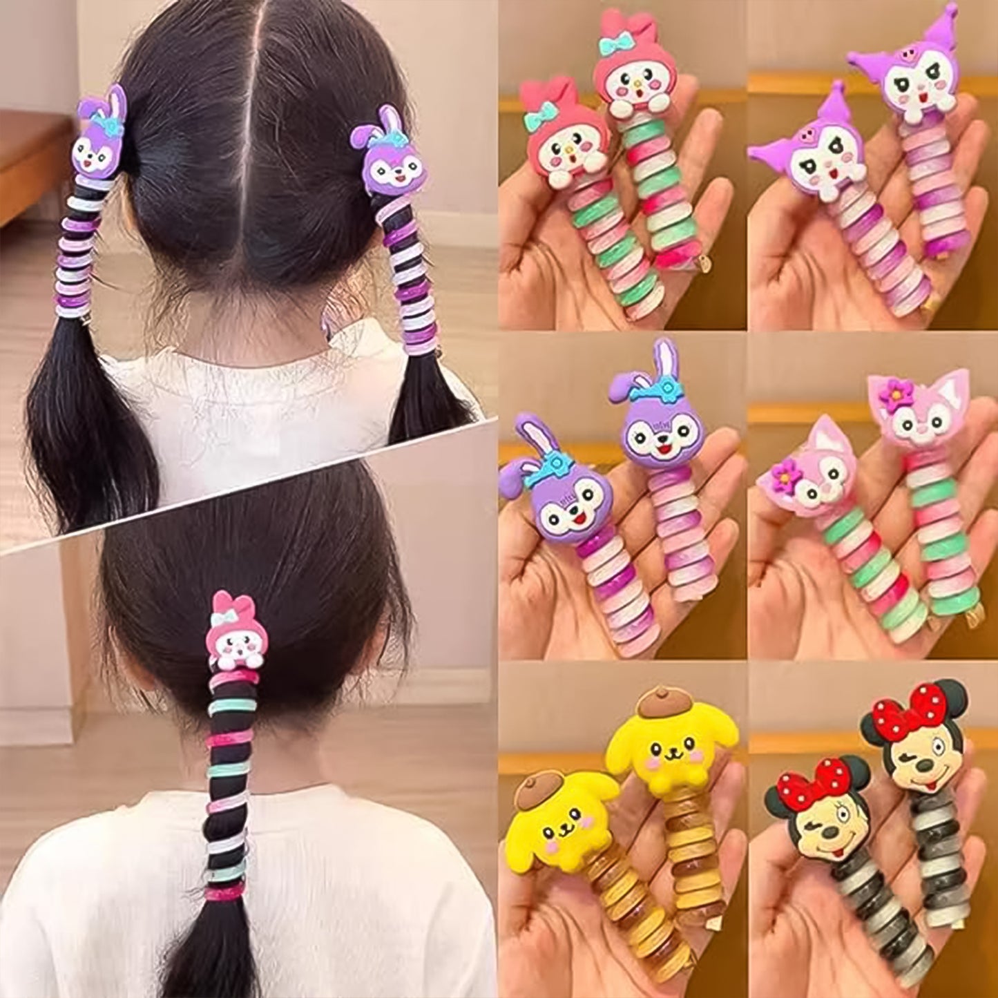Colourful Telephone Wire Hairbands (1 Pc Mix Design)