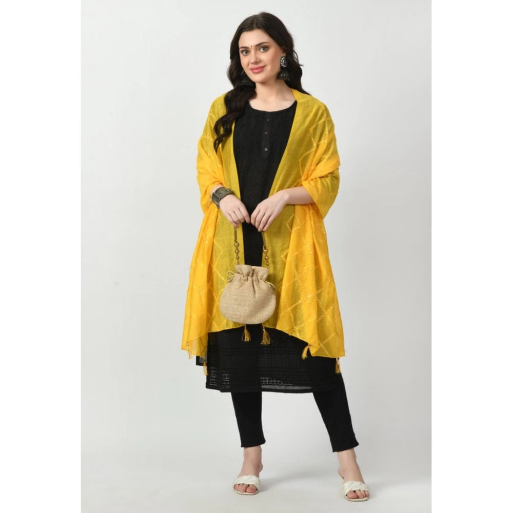 Women's Chanderi Self Design Dupatta (Yellow, Length: Free Size)