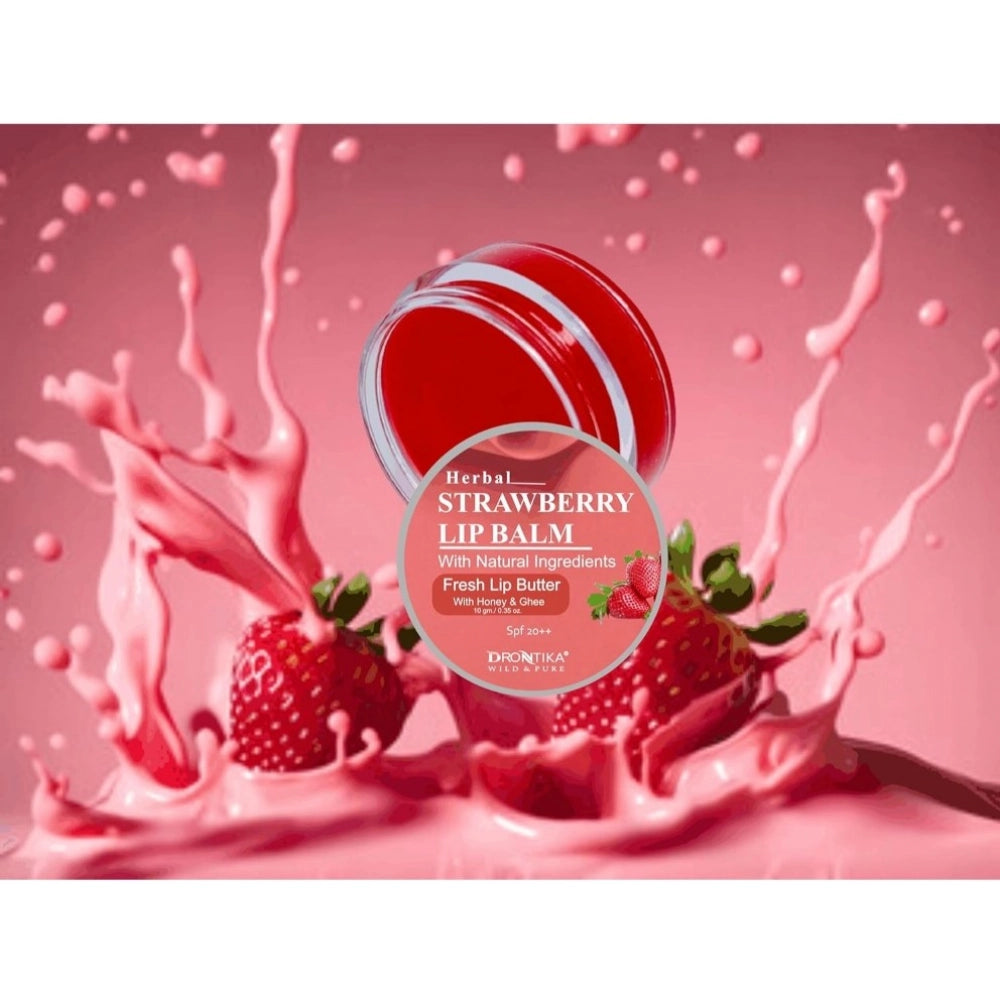 Unisex Herbal Dark And Chapped Lips Cherry & Strawberry Lip Balm Pack Of 2 (10gm)