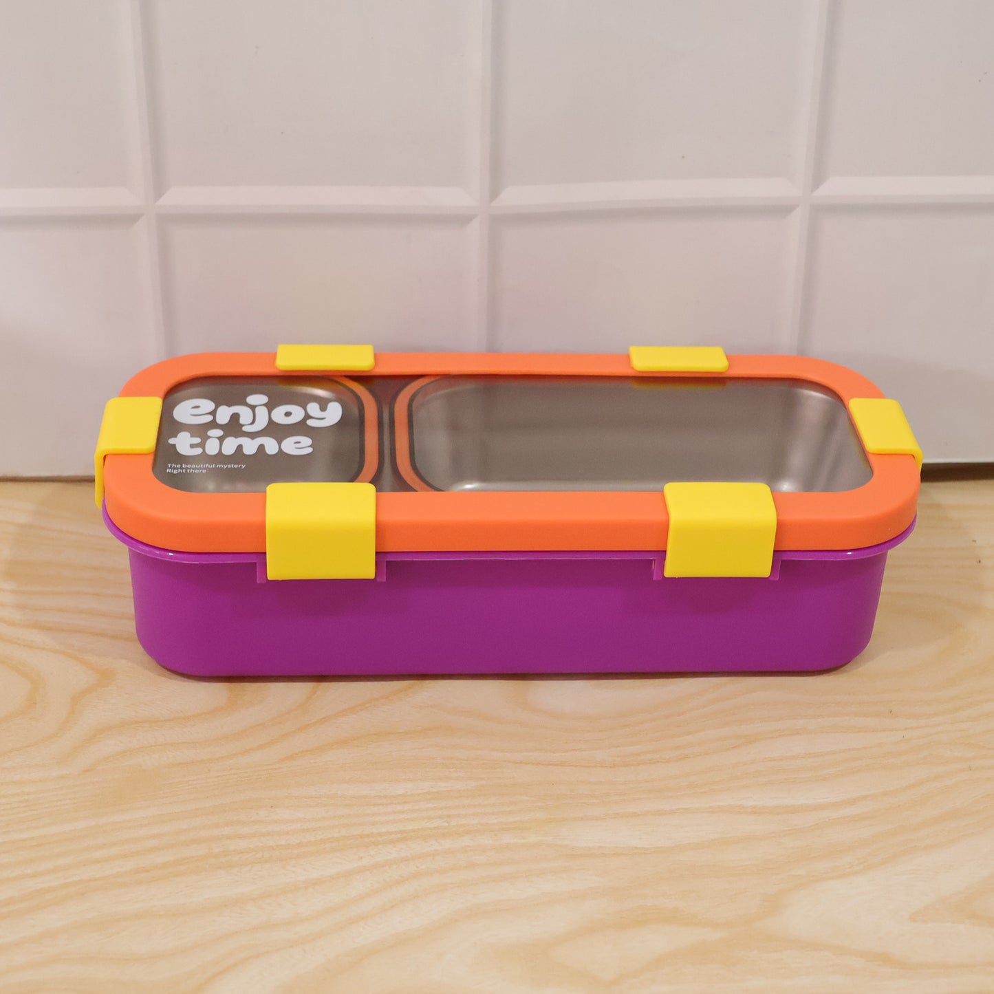 Stainless Steel Leak-proof Lunch Box With 2 Compartments With Spoon Fork