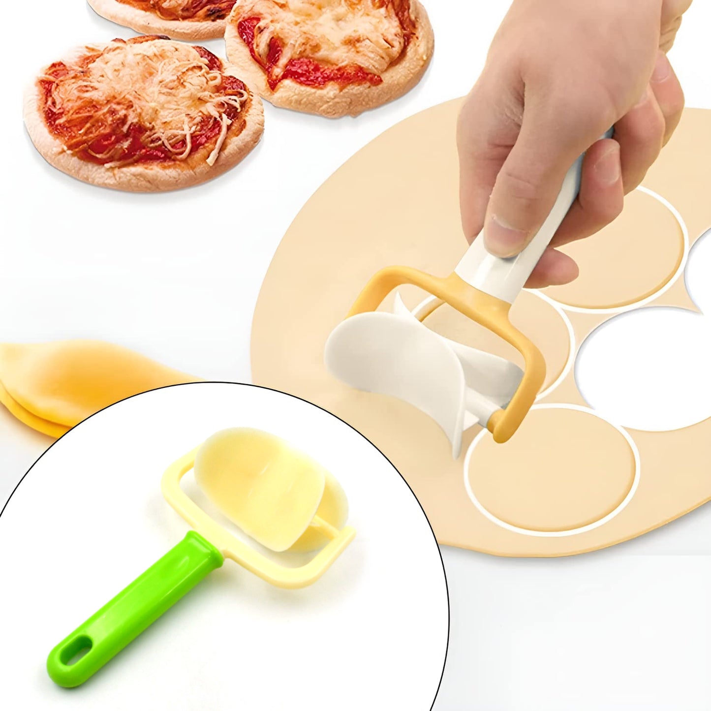 2886 Plastic Round Roll Forming Cutter Cake Ball Tongs And Molds Puri Cutter Roller Machine For Baking Tools (1 Pc Mix Color)