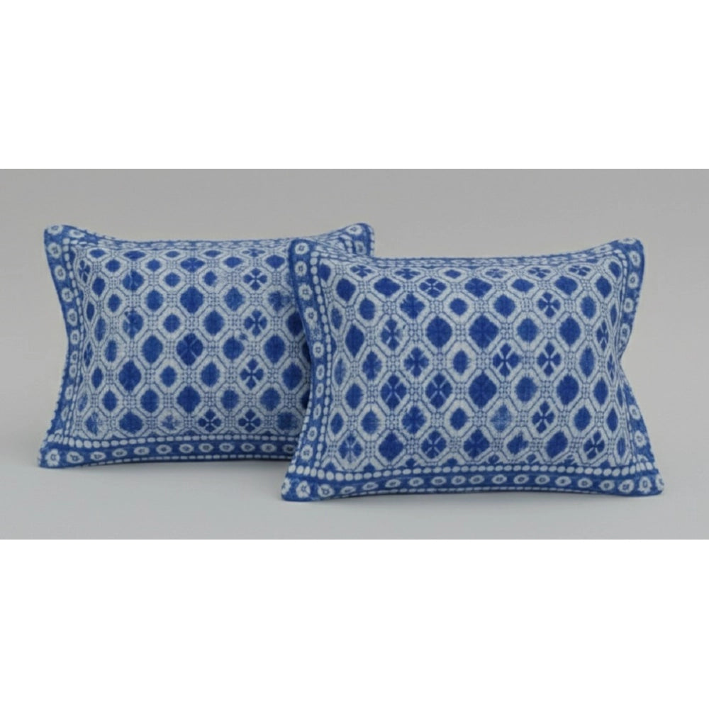 Fleece Geometric Double Polar Warm Bedsheet with 2 Pillow Cover (Blue)