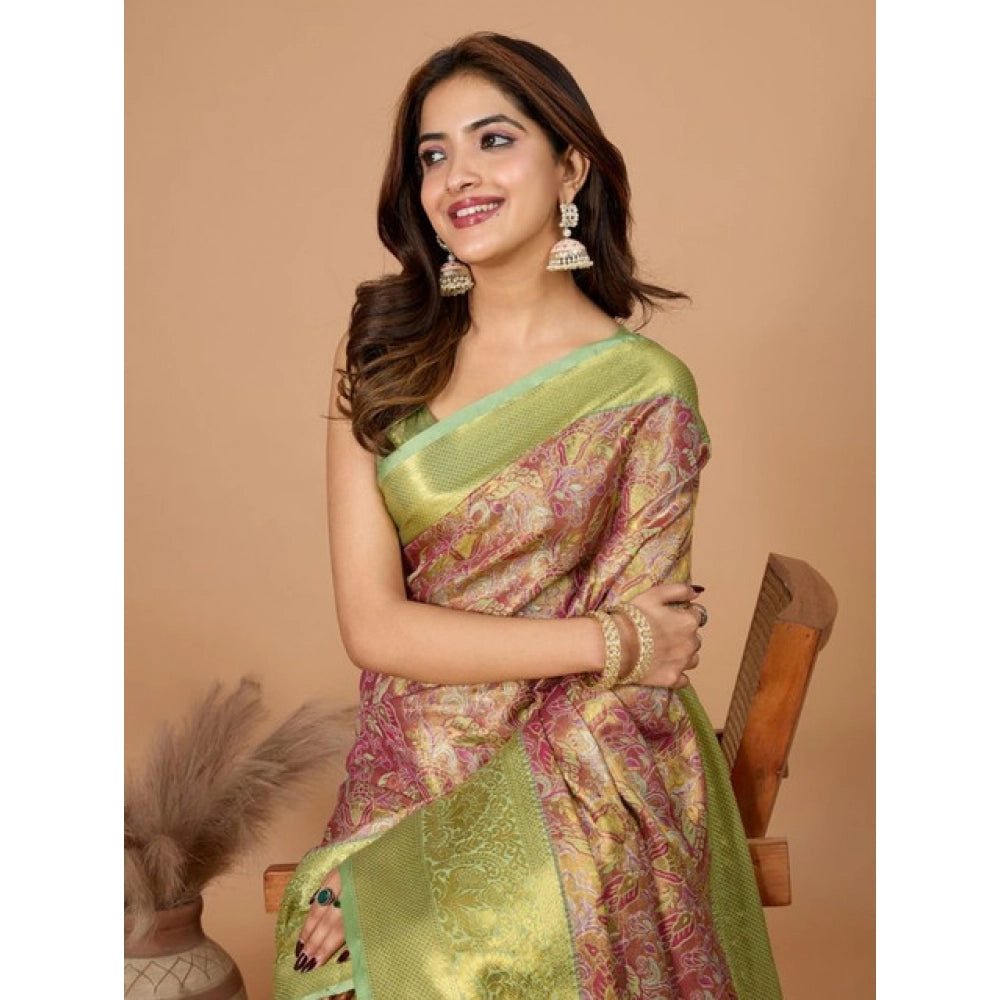 Women's Jacquard Saree With Unstitched Blouse 5.5Mtr (Multicolor)