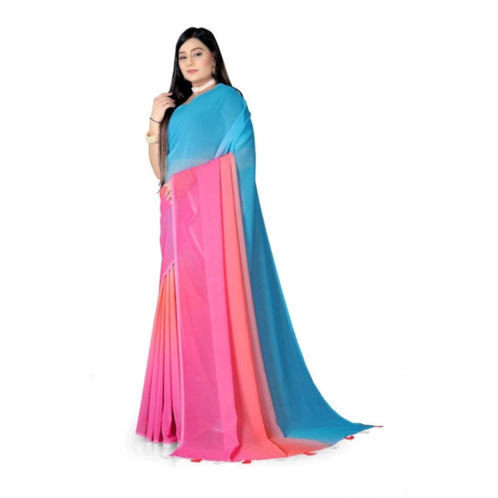 Women's Georgette Floral Printed Saree With Unstitched Blouse 5.5Mtr (Multicolor)