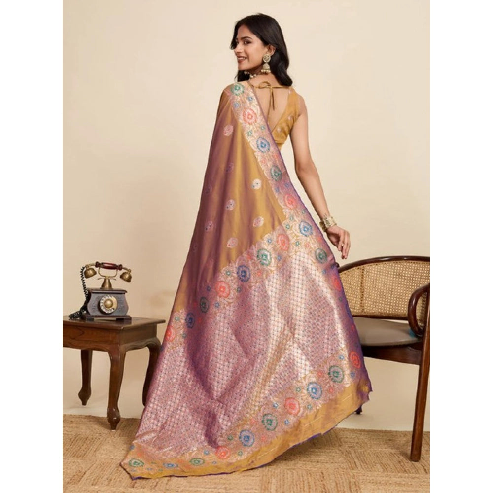 Women's Faux_Banarasi_Silk Woven Saree With Unstitched Blouse 5.5Mtr (Mustard)
