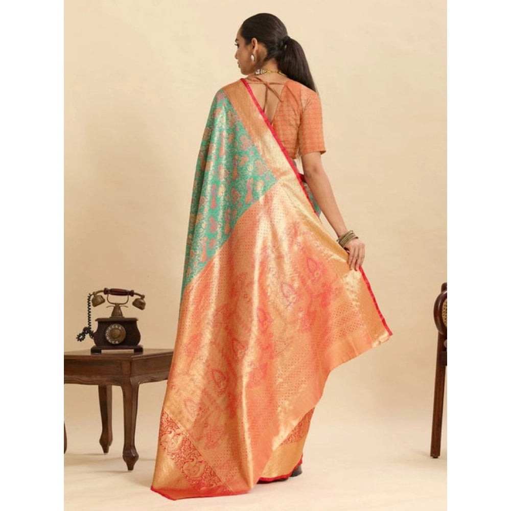 Women's Faux_Banarasi_Silk Woven Saree With Unstitched Blouse 5.5Mtr (Green)