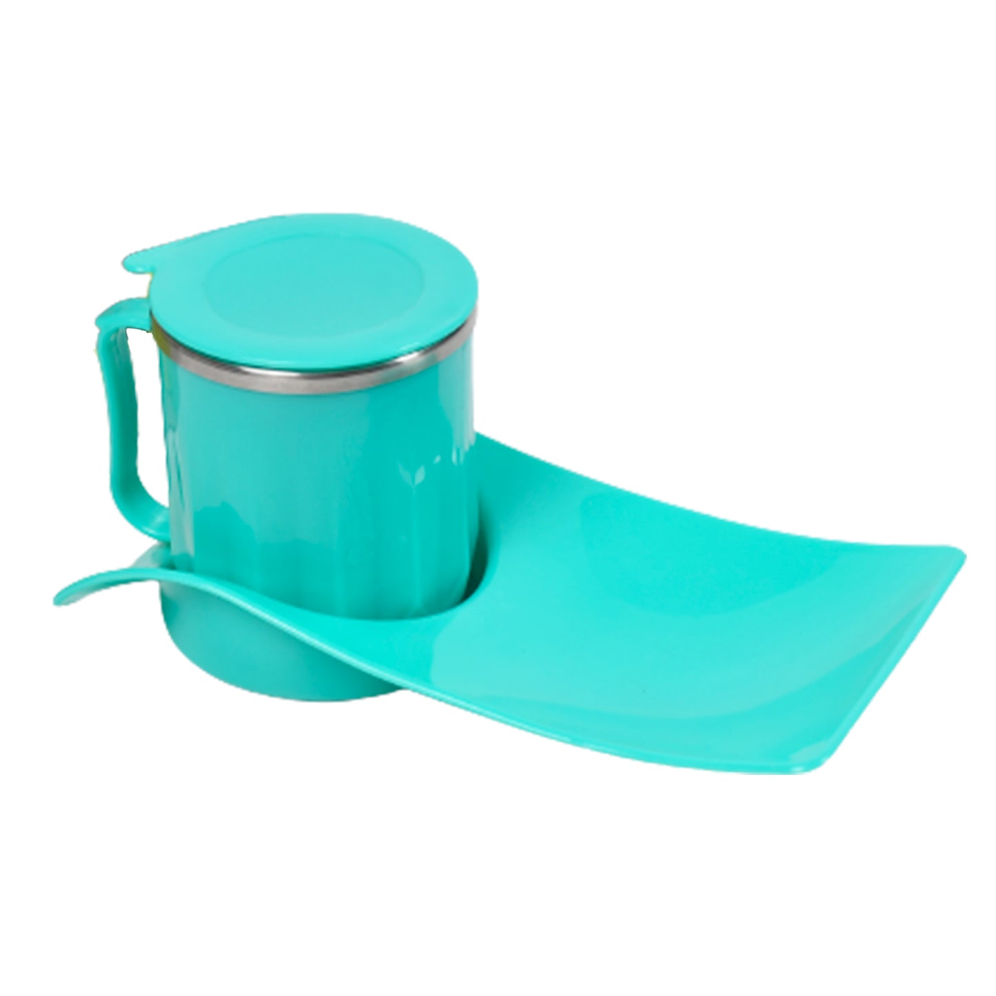 2851 Snacks Tray Inside Steel Cup 350ml Break Time Tray For Kids Home Use