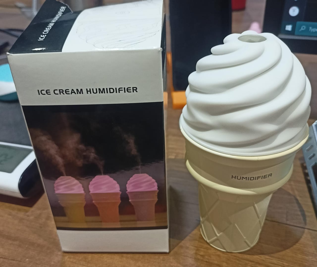 Ice Cream Cone Humidifier placed in cozy home dΓ©cor setting enhancing ambiance