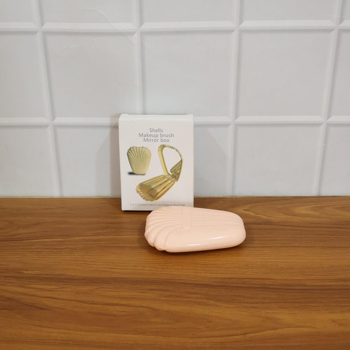 5 In 1 Makeup Brush Set With Mirror Box Compact Cosmetic Kit