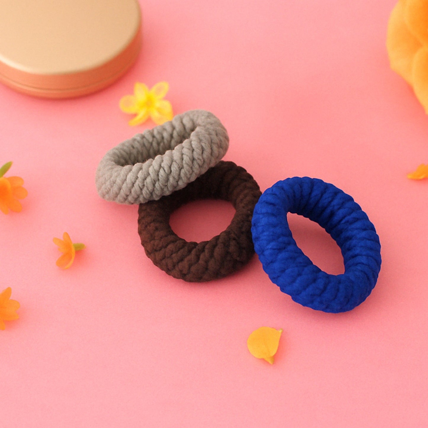 Tyre Shape Hair Rubber Bands Pack Of 3 (Multicolour)