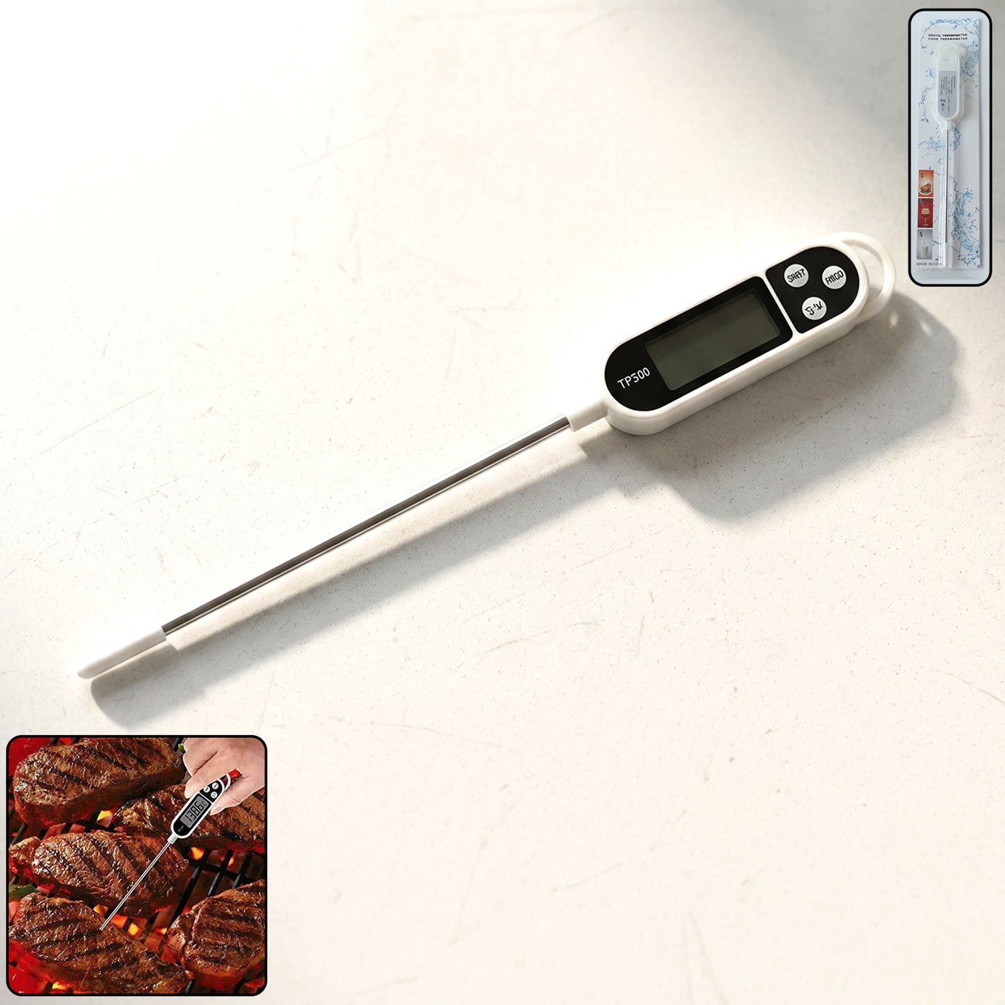 Digital Food Thermometer With Lcd Display (1 Pc)