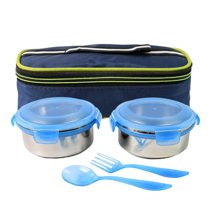 Top-down view of the Konvex insulated tiffin box set, highlighting its compact design