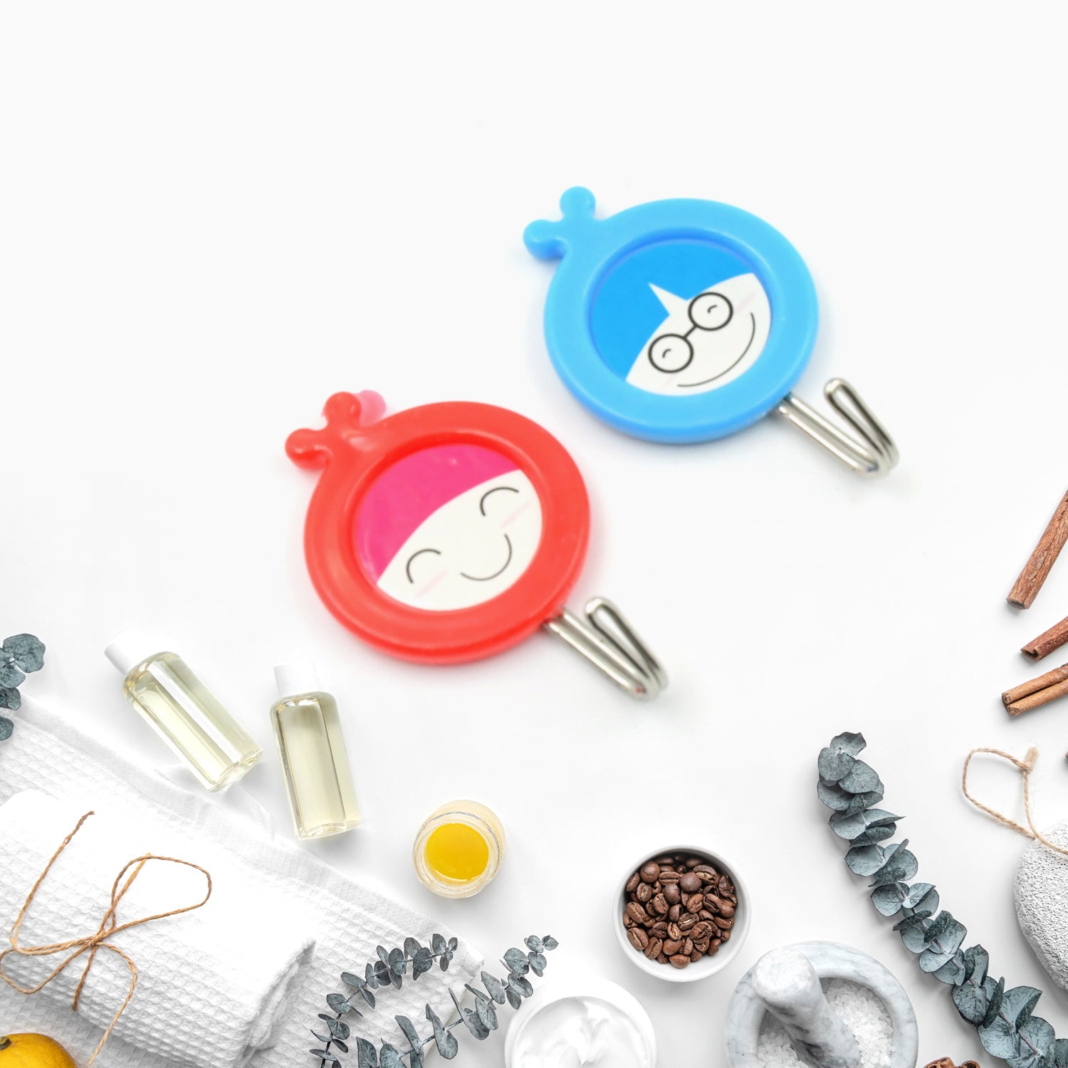 Durable ABS plastic self-adhesive hooks with a sleek design for multipurpose use.
