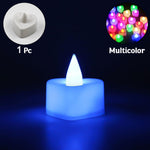 Multiple LED tealight candles arranged as decorative accents for ambiance.
