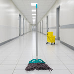 Cotton yarn floor mop showing thick absorbent strands and long handle