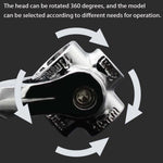 Universal wrench with an adjustable swivel head, perfect for quick repairs.