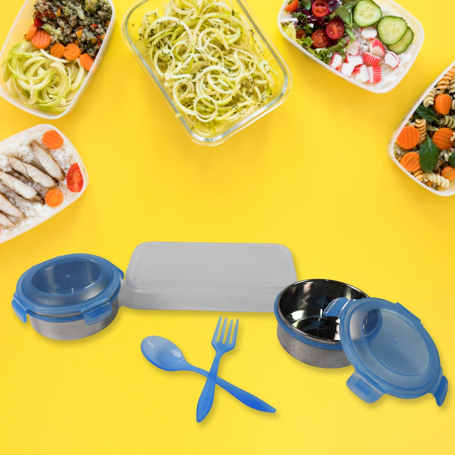 The Konvex insulated lunch box set displayed with its sleek design, ideal for carrying fresh meals to office or school.