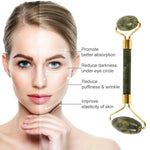 Smooth jade facial roller with dual stone heads