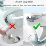 Golf Silicone Toilet Brush with its non-slip handle positioned next to a toilet, ready for use.