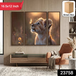Colorful Lion Cub MDF wall painting for wildlife-themed home decor
