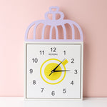 Decorative square wall clock with birdcage top and clear numbers