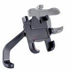 Side profile of the 360-degree rotating phone holder attached to a scooty.