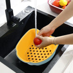 Round ergonomic pepper shape washing bowl with deep strainer basket