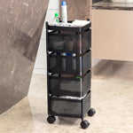 Sturdy metal kitchen trolley equipped with wheels and multiple tiers