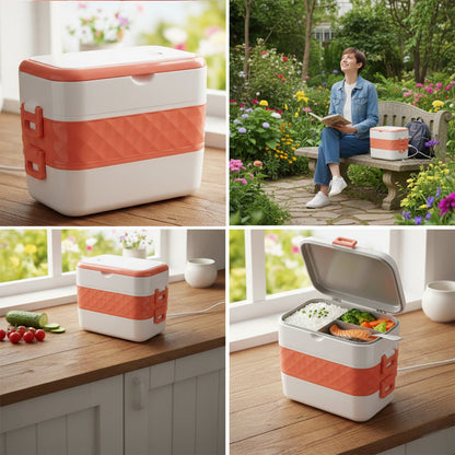 Electric lunch box set including stainless steel inner containers