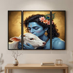 Spiritual Krishna cow landscape decor for home or gift