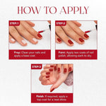 Close-up of a hand with perfectly painted red matte nails, long-lasting and chip-resistant.