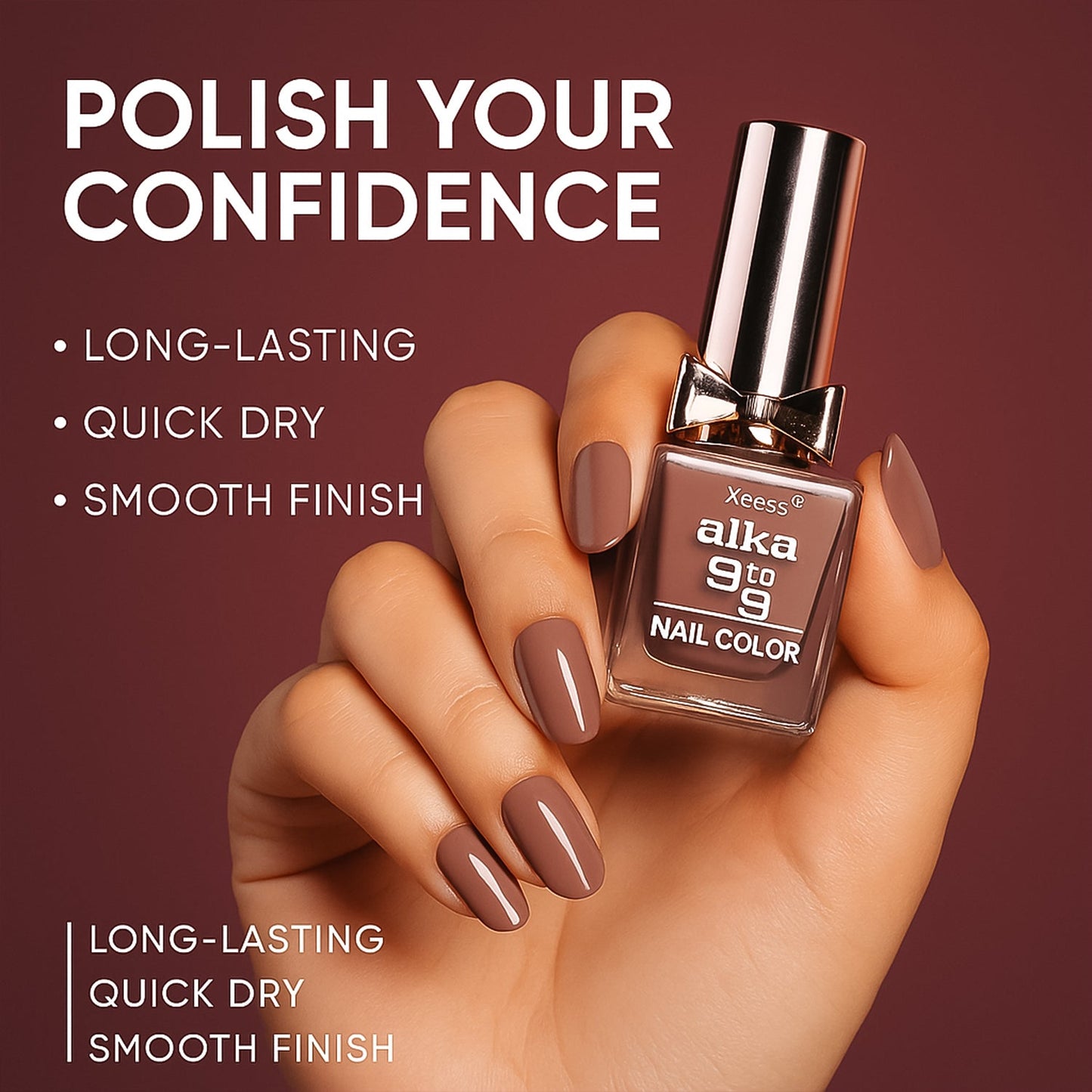 Glossy nail polish color swatch showing rich pigmentation