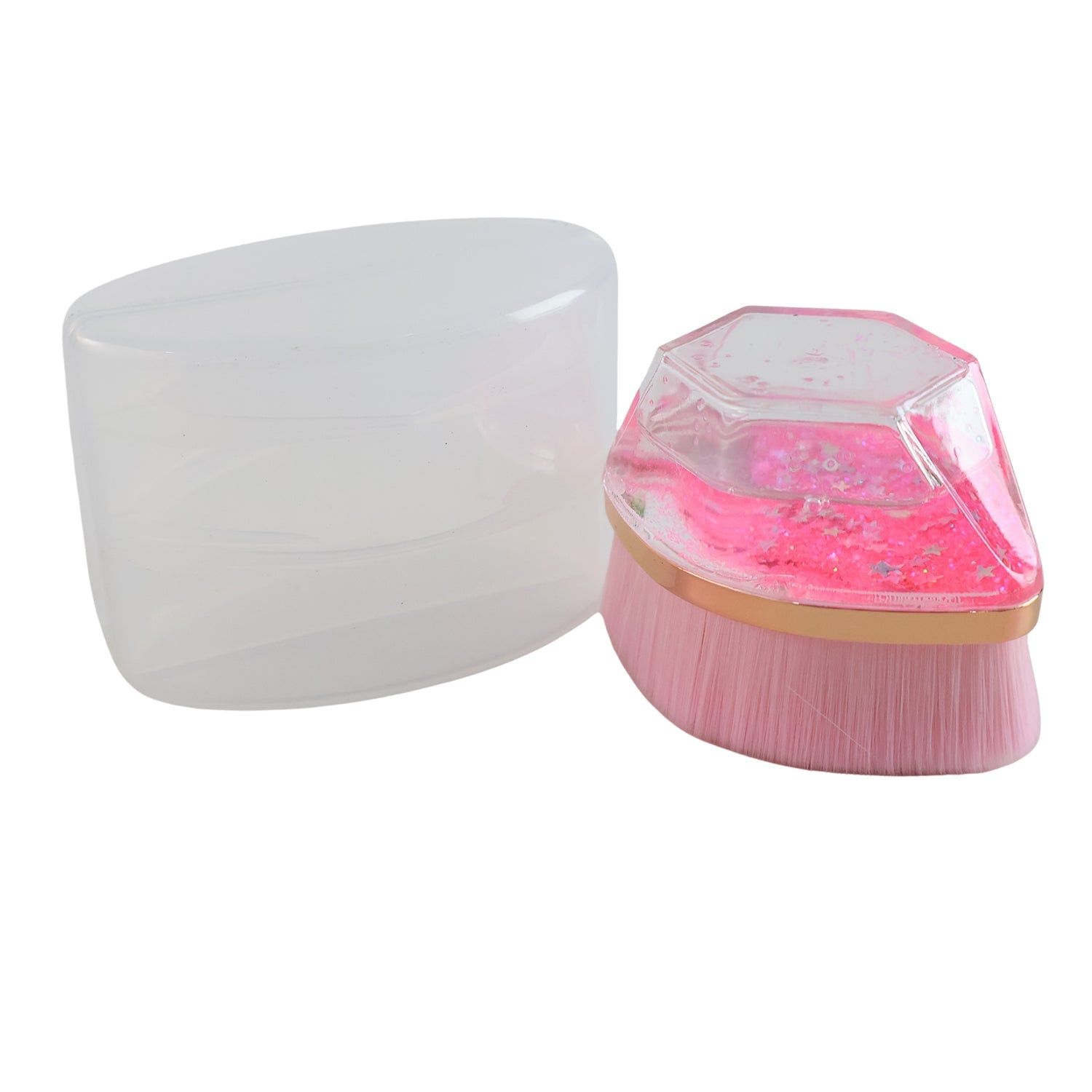 Gift set glitter cosmetic brush with fluffy bristles and decorative starry base
