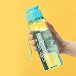 Clear BPA-free plastic sports water bottle designed for gym and travel use