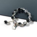 Elegant lightweight crystal and black bead bracelet for women