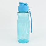 Compact BPA-free plastic sports water bottle showing visible water level