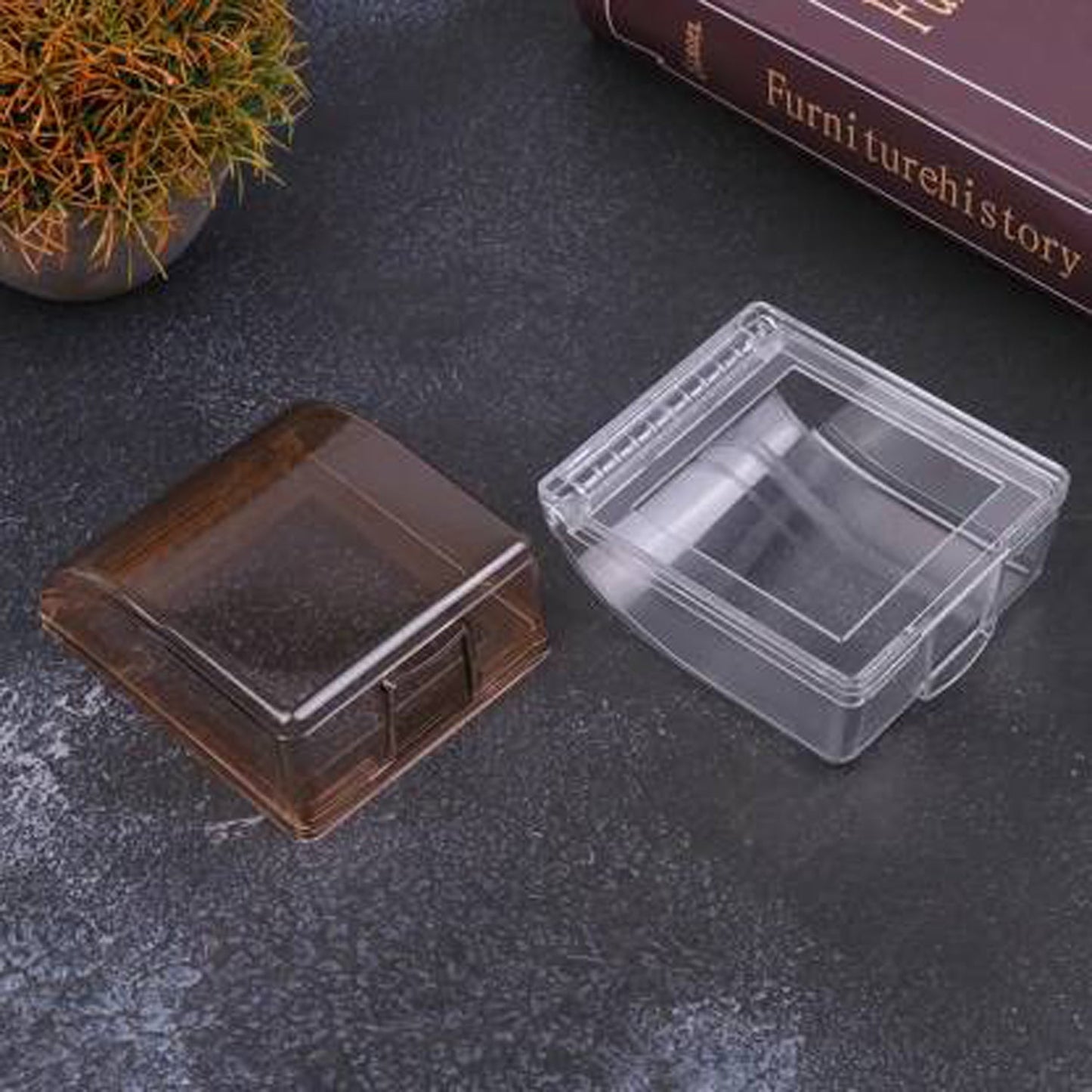 Front view of the transparent outdoor outlet cover for enhanced safety.