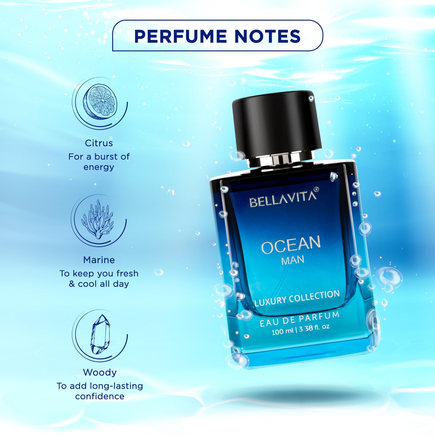 Men's perfume, refreshing ocean fragrance
