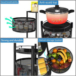 360-degree rotating mesh basket of the metal kitchen trolley for ventilation