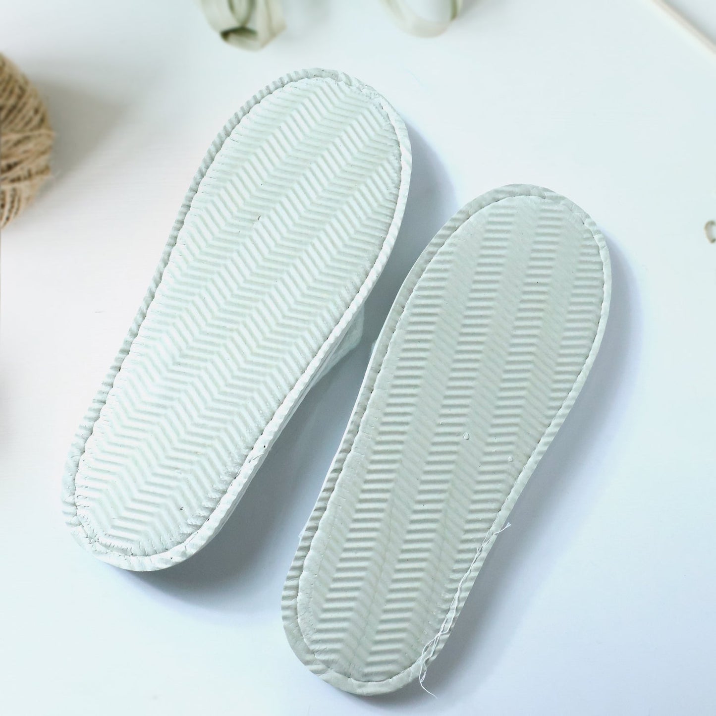 Bathroom slippers with slip-on design for hygienic use in hotels
