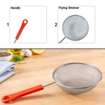 Round fine mesh kitchen strainer with comfortable handle