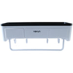 Bathroom wall-mounted storage rack with towel bar and hooks
