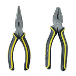 Combination pliers demonstrating their wire cutting capability on a workbench.
