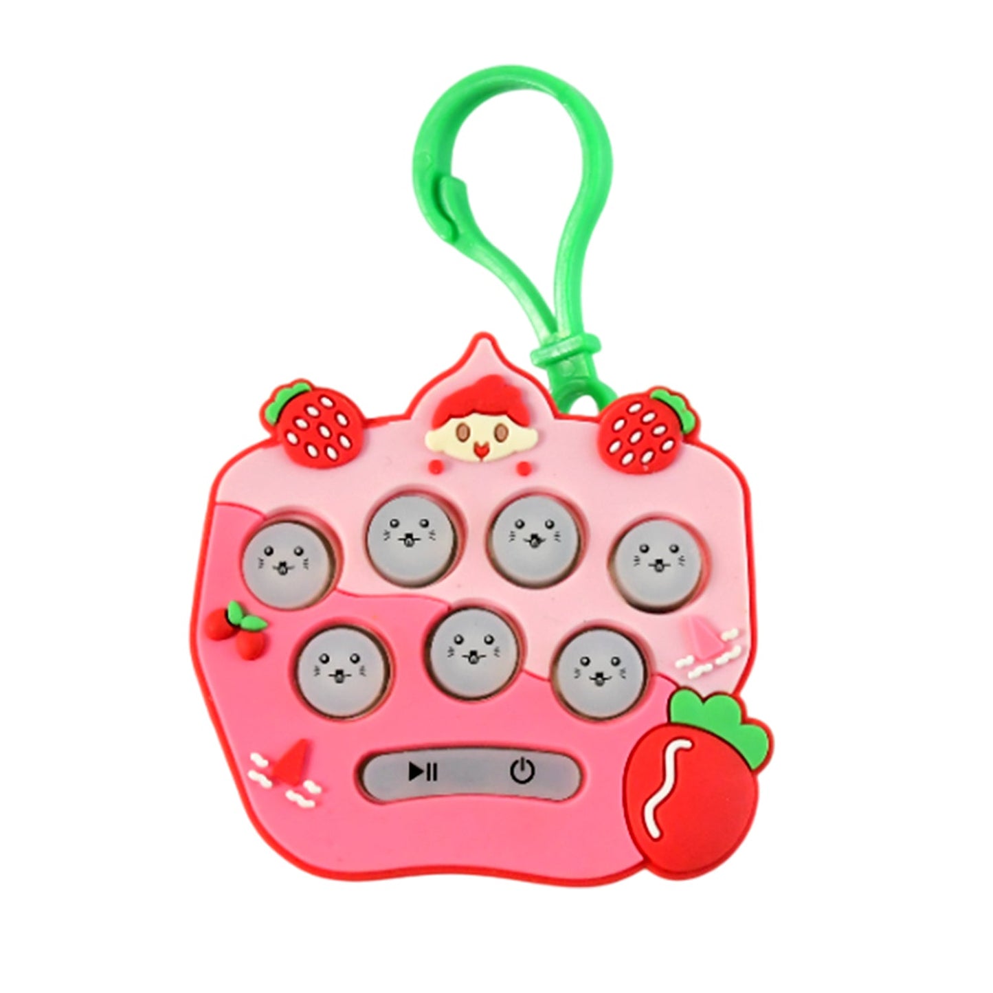 Soft press popper bubbles on portable strawberry keychain toy