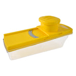 Manual food slicer for large quantity cutting with secure hand guard