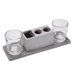 Designer wine glass holder set with contemporary lead-free glasses.