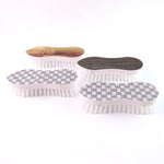 Ergonomic scrub brush set with durable plastic body and stylish printed tops