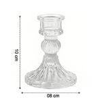 Pillar candle holder stand made of transparent crystal glass