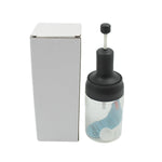 An airtight glass spice container with a silicone gasket for freshness.