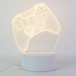 3D LED night lamp showing glowing 3D wireframe gaming controller design
